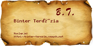 Binter Terézia névjegykártya